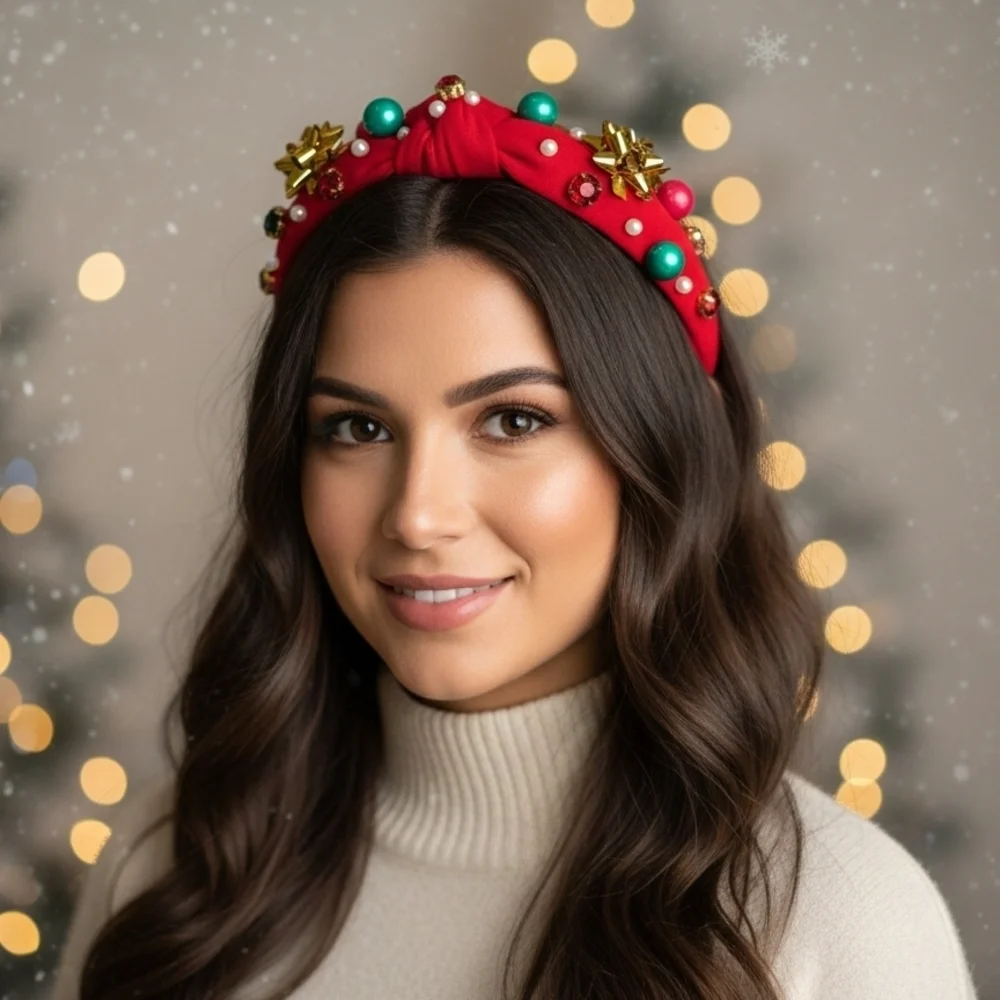 Christmas Women's Festive Red Embellished Headband (New)
